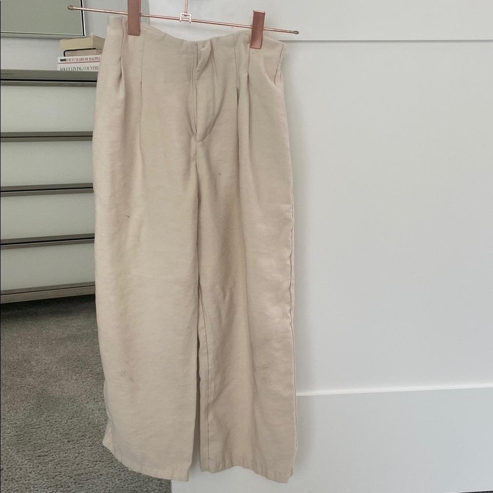 Cream Wide-Leg Pants